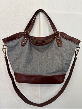 Rare Ralph Lauren Rugby Wool and Leather bag with crossbody strap